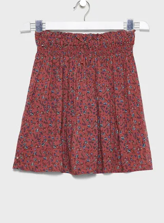 Kids Floral Shirred Skirt 
