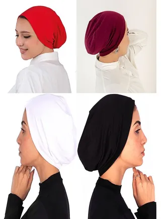 Bundle Of 4 Cotton Bonnet Cap Women's - MultiColour 