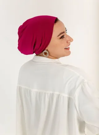 Cotton Bonnet Cap Women's - Fuchsia Color 