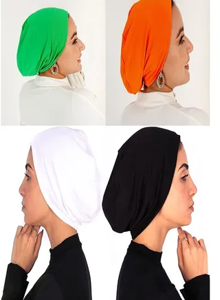 Bundle Of 4 Cotton Bonnet Cap Women's - MultiColour 