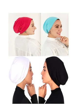Bundle Of 4 Cotton Bonnet Cap Women's - MultiColour 