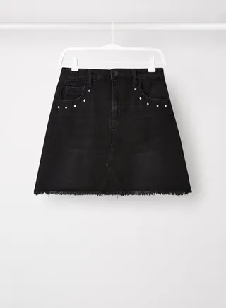 Girls Studded Denim Skirt Black 