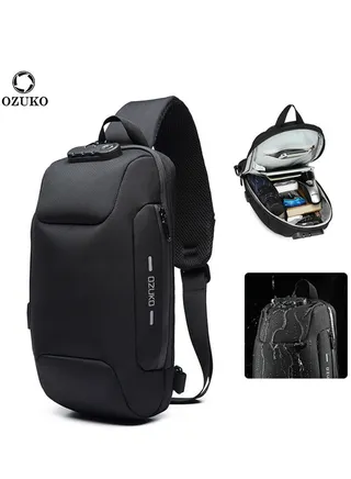 Chest Bag, Shoulder Bag,Anti-Theft Sling Bag, Men and Women Shoulder Bags with USB Charging Port Crossover Backpack Daypacks for Travel Hiking Multiple Pockets,Ramadan Gift, Eid al-Fitr Gift For Men 