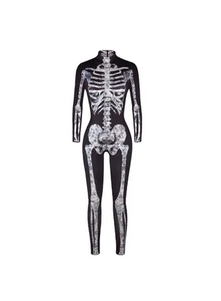 3D Skull Digital Printing Tights Black/White 
