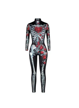3D Skull Digital Printing Tights Black/White/Red 
