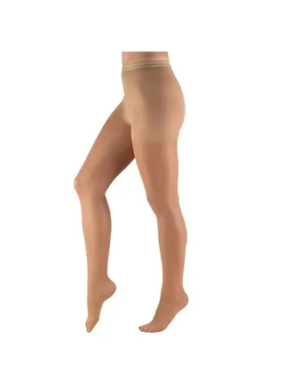 Sheer Compression Pantyhose, 8-15 mmHg, Women's Shaping Tights, 20 Denier, Beige, Medium 