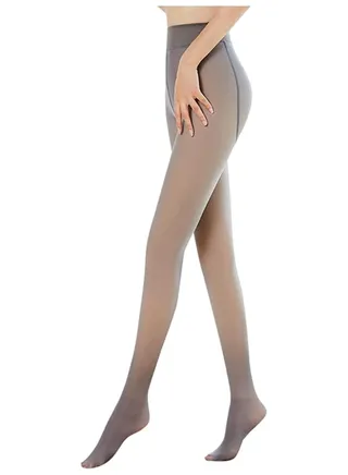 Fleece Lined Tights Women Leggings Thermal Pantyhose Fake Translucent Tights Opaque High Waisted Winter Warm Sheer Tight (80g S/M, Grey) 