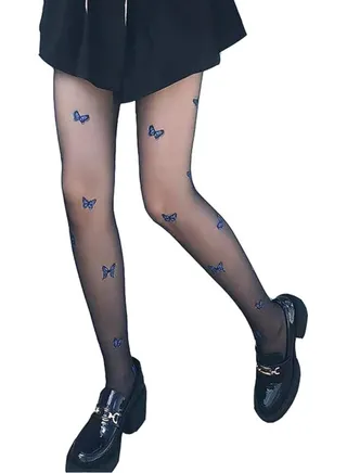 2 Pack Women's Butterfly Patterned Tights Stockings Pantyhose Stockings Leggings 
