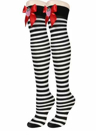 Womens Thigh High Socks Argyle Girls Novelty Striped Over the Knee Funny Crazy Long Stockings Cosplay Leg Warmers 