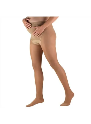 Sheer Maternity Pantyhose, 15-20 mmHg Compression, Tummy Support, 20 Denier, Beige, Medium 