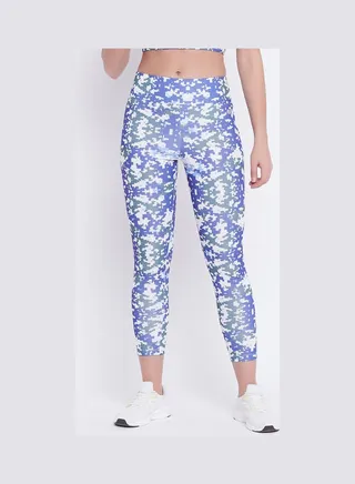 Snug Fit Printed Active Tights Blue 
