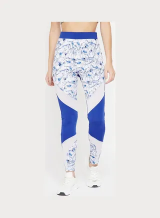 Snug Fit Ankle-Length Printed Active Tights Blue 