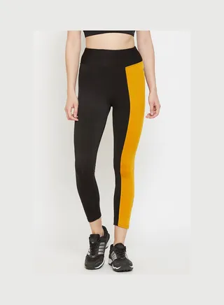 Snug Fit Active Ankle-Length Colourblock Tights Black 