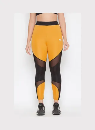 Snug Fit Active Colourblock Ankle-Length Tights Orange 