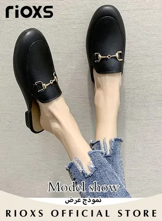 Women's Flat Mules Closed Toe Sandals Fashion Comfortable Slippers Slip-On Backless Mule Shoes 