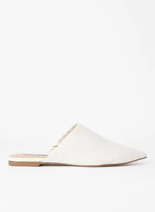 Tiff Flat Mules Ecru 