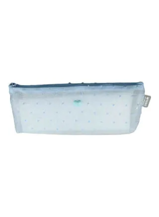 Semi Transparent  Pencil Case One Zipper Light Blue 