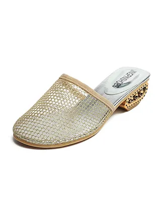 Rhinestone Flat Mule Golden 