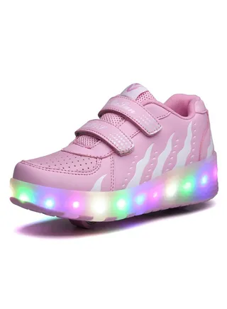 LED Light Up Roller Skates Wheel Shoes for Kids Pink 