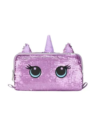 Fashion Cute Purple Unicorn Sequin Multicolor Pencil Case 