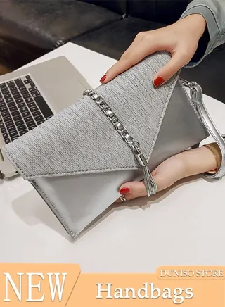 Women Shiny Glitter Evening Clutch Envelope Handbag Chain Purse Crossbody Bag for Wedding Formal Cocktail Party 