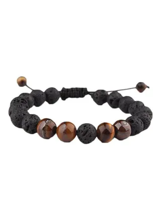 Lava Stone Beaded Charm Bracelet 