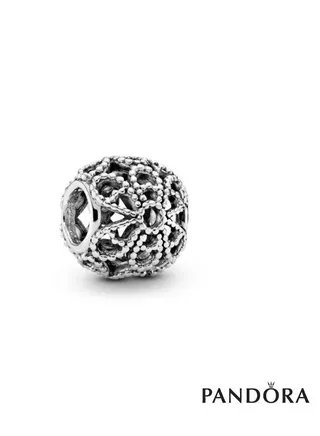 925 Sterling Silver Beaded Openwork Flower Charm for Pandora Moments Women's Bracelet 791282 
