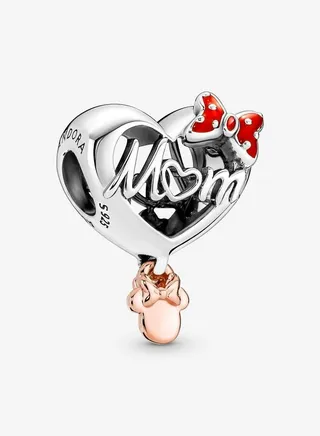 925 Sterling Silver Disney Minnie Mouse Mum Heart Charm for Pandora Moments Women's Bracelet 781142C01 