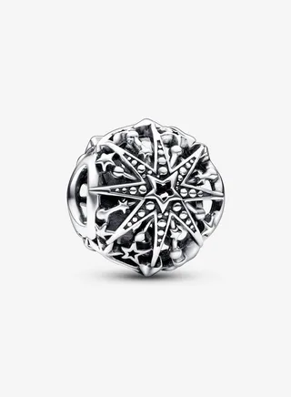 925 Sterling Silver Celestial Snowflake Charm for Pandora Moments Women's Bracelet 792360C00 