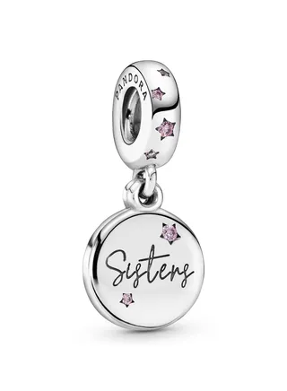 925 Sterling Silver Forever Sisters Dangle Charm for Pandora Moments Women's Bracelet 798012FPC 