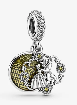 925 Sterling Silver Disney Beauty and the Beast Dancing Dangle Charm for Pandora Me/Moments Women's Bracelet 799014C01 