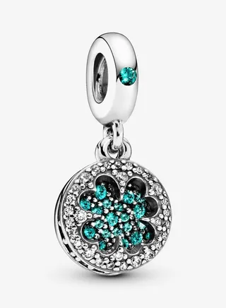 925 Sterling Silver Lucky Four Leaf Clover Dangle Charm for Pandora Moments Women's Bracelet 797906NRGMX 