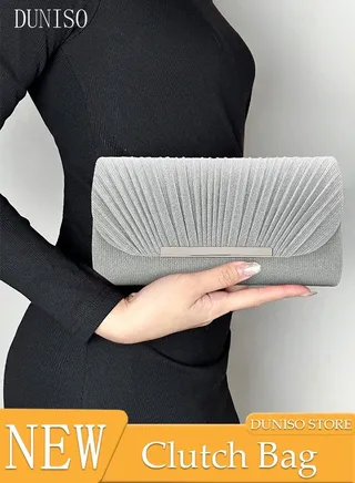Women Shiny Glitter Evening Clutch Crossbody Bag Envelope Handbag Chain Purse for Wedding Formal Cocktail Party 