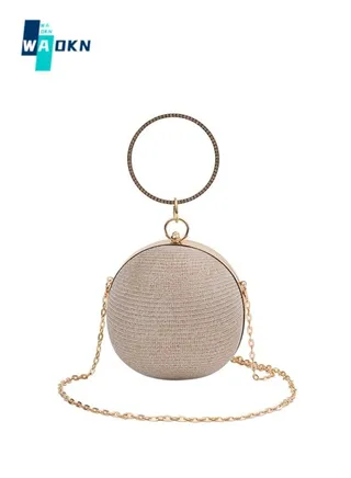 Women's Ball Clutch Bag, Ladies Rhinestone Banquet Bag Tote Bag Handbag, Fashion Chain Shoulder Bag Carrying Bag Sling Bag Side Bag for Party Dinner Wedding (Gold) 