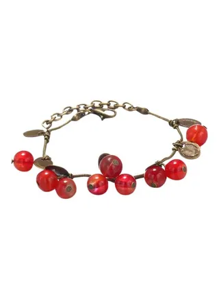 Crystal Cherry Metal Charm Bracelet 
