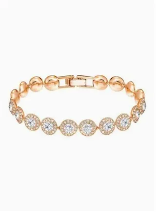 Gold Crystal Round Cut Diamond Bracelet 