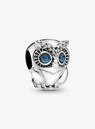 925 Sterling Silver Sparkling Owl Charm for Pandora ME/Moments Women's Bracelet 798397NBCB 
