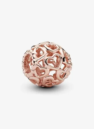 14k Rose Gold-plated Hearts All Over Charm for Pandora Moments Women's Bracelet 780964 