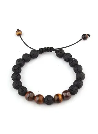 Lava Stone Beaded Charm Bracelet 