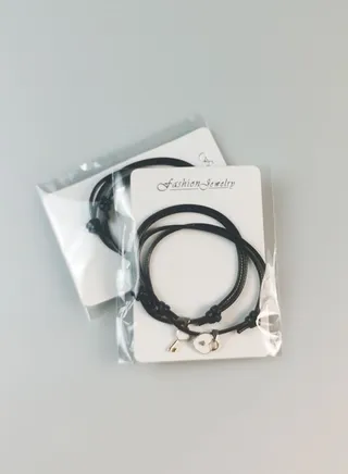 2-Piece Set Key And Lock Style Bracelet White 