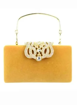 Velvet Imitated Crystal Rhinestone Wedding Event Party Clutch 