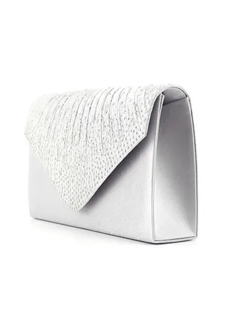 Dazzling Women Diamante Envelope Clutch | Evening Handbag Purse | Silver 