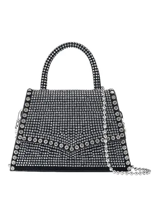 Women Rivets Evening Clutch Purse | Small Shoulder Bag Party Wristlet Handbag | Black 