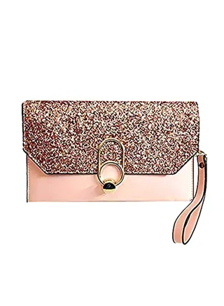 Aritifical Leather Party Clutch Pink 