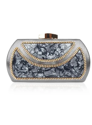 Women Clutch Marble Purse Evening Bag for Bridal Wedding Party with Chain 