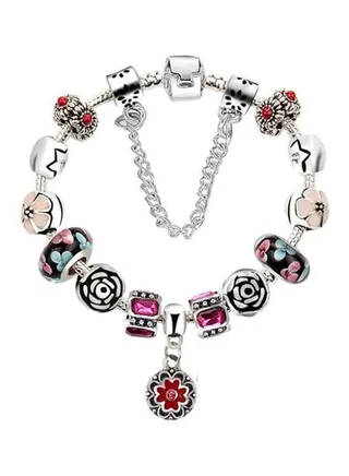 925 Sterling Silver Plated Charm Beads Bracelet 