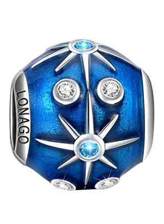 925 Sterling Silver Vintage Starry Night Charm For Bracelet 