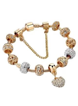 Pulseira Crystal Heart Charm Bracelet 