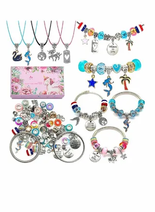 Bracelet Making Kit for Girls,Charm Bracelets with Beads, Unicorn/Mermaid Crafts,Jewelry Charms, DIY Craft, Jewelry Gift Teen Girls(71PCS) 