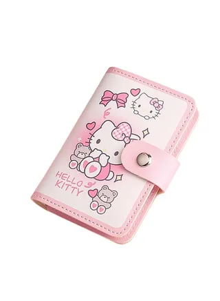Mini Cartoon Leather ID Card Holder Soft PU Leather Credit Card Organizer with 22 Card Slots Portable Ultra-thin and Large capacity Anti-demagnetization Multi Card Driver's License Package For Girl 